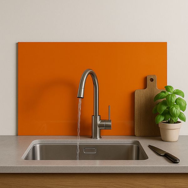 crédence verre laqué orange