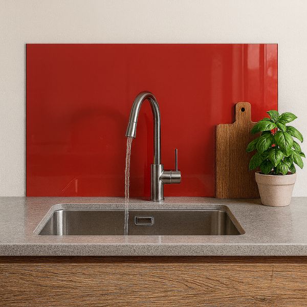 Crédence verre laqué rouge