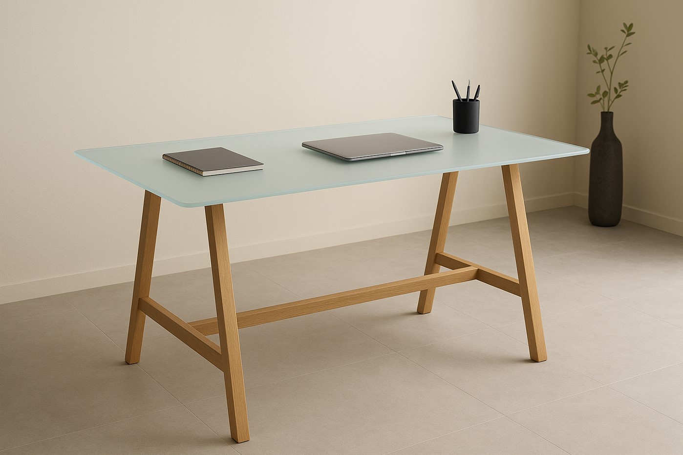 Plateau de bureau en verre dépoli